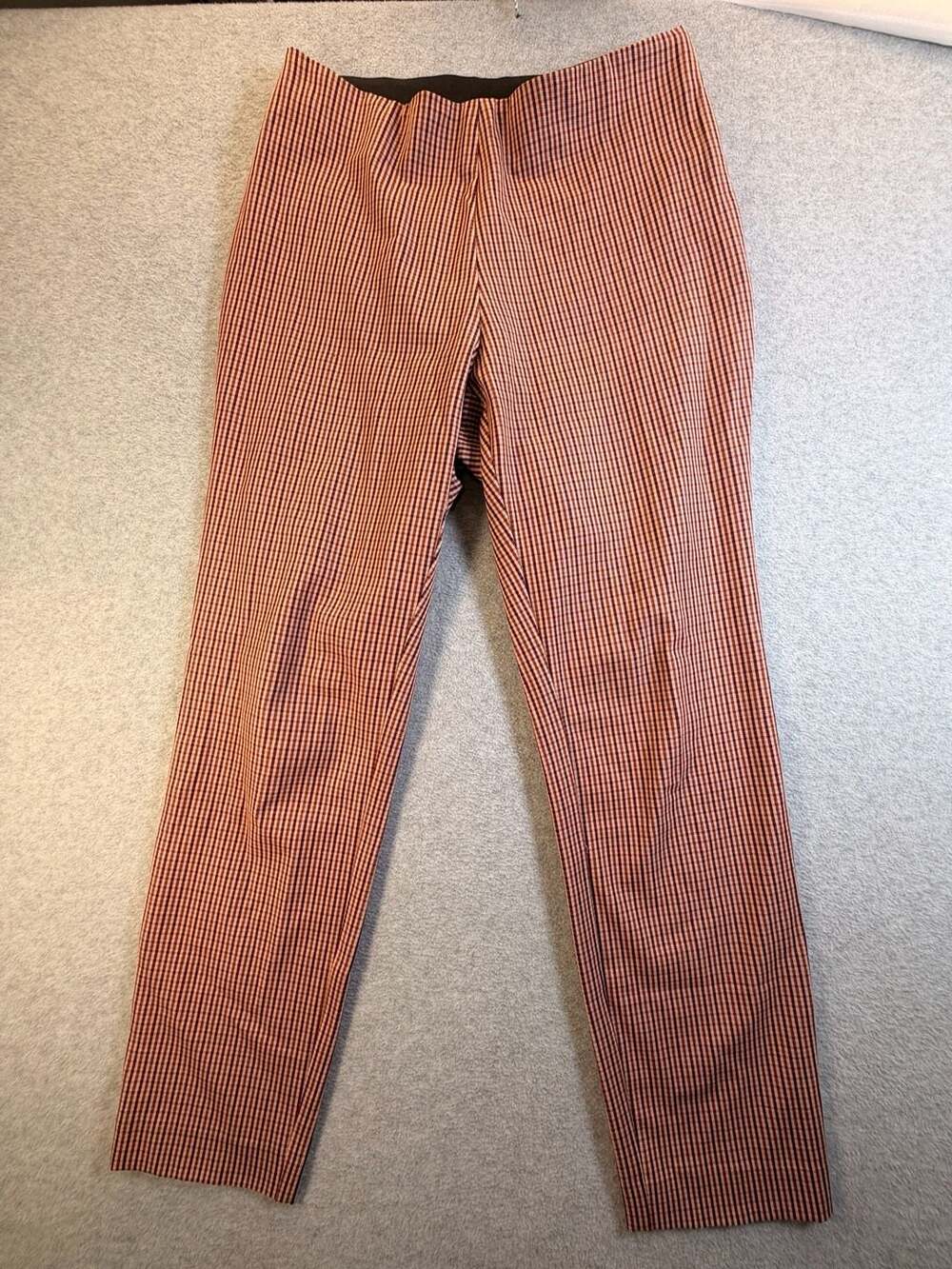 A New Day Plaid Ankle Pants Size 6 Brown Red Skinny Leg Stretch